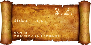 Widder Lajos névjegykártya